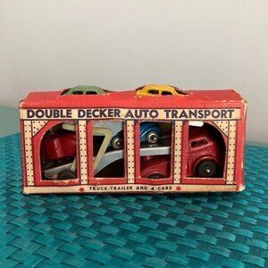 Vintage Barclay Car Transporter Carrier Double Trailer - Rare Collector's Item